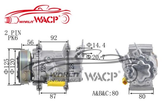 Kompressor für die Klimatisierung von Fahrzeugen für Peugeot Partner 1007 1608881380 WXPG008