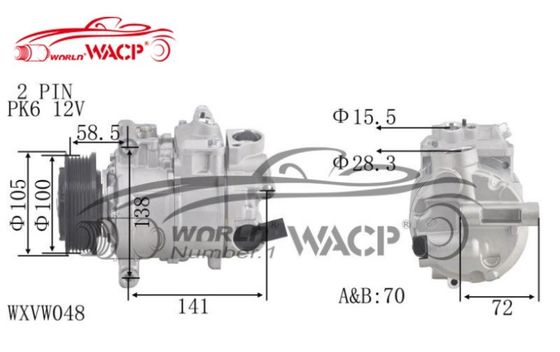 DCP32065 Kompressor Klimagerät für Fahrzeuge für VW T5 Amarok Multivan WXVW048